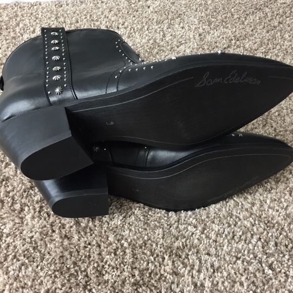 Sam Edelman Brian Booties Black Leather Studded Ankle Boots size 9 - Picture 6 of 6